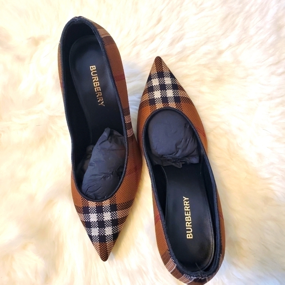 Burberry Ally 85mm Woven Check Pumps sz. 7 - Picture 7 of 13